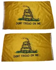 3x5 Gadsden Don't Tread on Me 2 Faced Double Sided 2-ply Flag #1 Gift Set #1