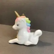 Unicorn Rainbow Mane 3" Ceramic Texturized Horse Figurines