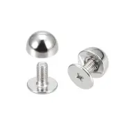 8x5mm Screw Back Rivets Solid Round Head Leather Studs Silver Tone 10 Sets