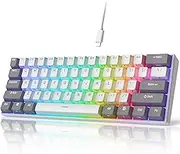 iLovBee i61 Mechanical Keyboard 60 Percent, Wired Hot Swappable Compact RGB Gaming Keyboard, 61 Keys Mini Keyboard with Red Switch for PC/Mac Gamer, Software Supported, Grey-White