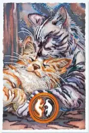 Bead embroidery kit Purr needlework kit Art canvas beadwork pattern