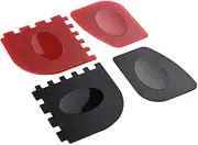 4Pcs Grill Pan Scraper Durable Non Slip Cleaning Tools for Skillets Easy to Use with Tooth Design for Striped Pots Black and Red Cookware Scrapers for Kitchen