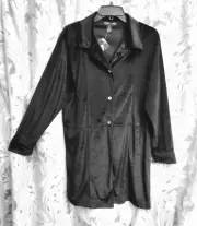 M~L-XL ROBERT LOUIS BLACK SILK BLEND BUTTON-FRONT VELOUR CARDIGAN JACKET TOP New
