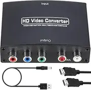 tunghey HDMI to Component Converter, HDMI to 1080P YPbPr 5RCA RGB + R/L Video Audio Adapter, Support PS5, Ro-ku, Xbox, DVD Players to HDTV and Projector with 1M Long HDMI Cable