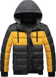 [JEShifangjiusu] Men'S Big And Tall Lightweight Puffer Jacket Quilted Warm Winter Coat Waterproof Winter Parker With Hood, Black B2, X-Large