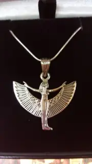 Goddess Isis necklace solid silver with 18" solid silver snake chain gift boxed.