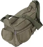 [WOONEKY] Men's Women's Canvas Tote Bag Large Messenger Bag with Adjustable Straps Casual Shoulder Bag