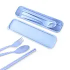 Set Spoon Fork Chopstick Wheat Straw Tableware Portable Plastic Cutlery With Box