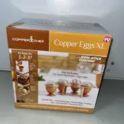 NIB Copper Chef Copper Eggs XL Egg Makers w/ Egg Caddy
