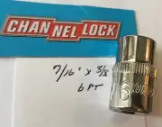 CHANNELLOCK 7/16" x 3/8" DR STANDARD SOCKET 6 Point Free USA Shipping