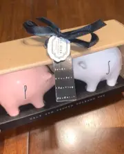 RAE DUNN ARTISAN COLLECTION SALT AND PEPPER SHAKERS SET WHITE AND PINK PIG NEW