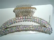 Clear Lucite Aurora Borealis Rhinestone 4" Hair Jaw Clip NWT