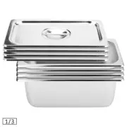 SOGA 4X Stainless Steel 1/3 Gastronorm GN Pan Full Size 15cm Deep Tray w/ Lid