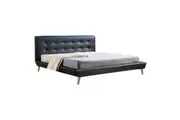 King PU Leather Deluxe Bed Frame Black