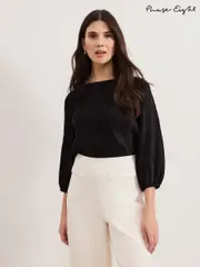 Phase Eight Black Sally Textured Top (F85094) | $127