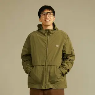 【Dickies】男款軍綠色府綢多口袋防風連帽休閒外套｜DK012456MGR