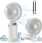Portable Handheld Fan,Portable Fan Rechargeable,4000mAh,90° Adjustable,5 Speed Wind,Display Electricity in Real Time,Lash Fan Makeup Fan,Foldable Fan,Handheld/Neck/Desk 3 in 1 Personal Small Fan
