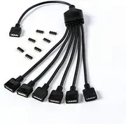 Gelid Solutions RGB 1-to-6 Splitter (Pack of 1), 5V 3Pin Addressable RGB 1 to 6 Splitter Cable, Y-Shaped Fan and PC Led Strip Extension Cable, CA-RGB-02 - Black
