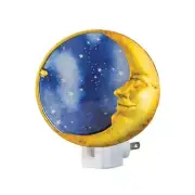 Celestial Crescent Moon Starry Sky Glass Metal Night Light NIB Decor US Plug