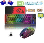 64Key Wireless Gaming Keyboard ＆Mouse Combo Mini Portable w/ Cool RGB Backlit