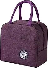 Lunch Bag Waterproof Insulated Lunch Tote Reusable Cooler Lunch Box Retain Freshness Large Capacity Meal Container with Side Pocket & Round Handle Easy to Carry for School Work Picnics Travel (Purple)