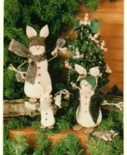 Snowshoe Bunnies & Forest Friends Dolls Sewing Pattern Primitive Folk Art Winter