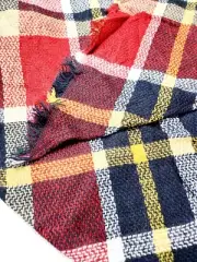 *New Wander Agio Womens Scarf Plaid Fichu Wine Red 25, Triangle