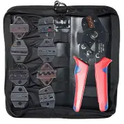 Ratcheting Open barrel Wire Crimping Mini Tools Set 8 Interchangeable Jaws No...