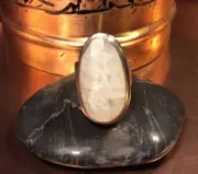 Genuine 925 Sterling Silver Natural Faceted Moonstone Ring Size 6.5/M