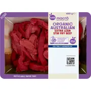 Macro Organic Australian Extra Lean Stir Fry Beef 450g
