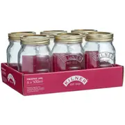 6pc Kilner Genuine 500ml Glass Preserve Jars w/ Metal Lid Container Set Clear