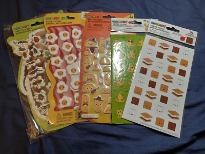 NEW 5 Pack Momoko Puffy & Scratch and Sniff Assorted Stickers - scrapbooking 3D