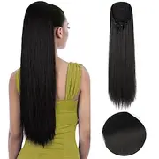 28 Ponytail Extensions Drawstring Long Straight Fake Pony Tail Natural Soft Clip in Hair Extension Synthetic Heat Resistant Hairpiece