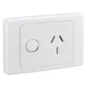 Clipsal 2000 Series Single Powerpoint 250V 20Amp Horizontal Switch Socket Outlet White - 2015/20-WE