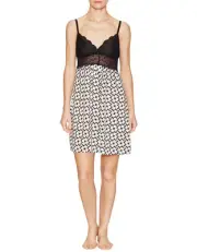 NEW JOSIE BY NATORI $68 BLACK FIJI SWIRL CHEMISE SZ XS EXTRA SMALL