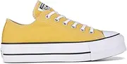 [Converse] ALL STAR Women's Chuck Taylor Lift Platform Denim Fashion Sneakers, Thriftshop Yellow/Black/White, 6 US