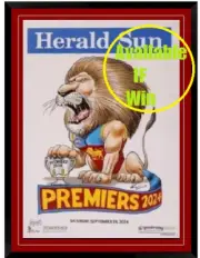 BRISBANE LIONS 2024 AFL PREMIERS HERALD SUN GRAND FINAL PREMIERSHIP MAT FRAMED