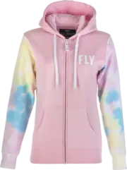Fly Racing Women'S Fly Tie-Dye Zip Up Hoodie Pink/Yellow/Blue Md | 358-0071M