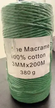 Bobine Macrame Cord 3mm x 218 Yards ( 656 Feet), Natural Cotton 3mm x 200 m