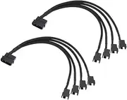 2pcs 27CM Molex to 3Pin/4Pin Fan Adapter, 12V PC Fan Adapter 4Pin Molex to 4 PWM Splitter Sleeved Braided Cable for 3 Pin or 4 Pin Computer PC Case Fan Power Supply