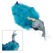 Whimsical Blue Peacock Feathered Christmas Tree Birds Realistic Simulation