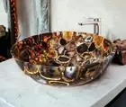 Wild Agate Round Wash Basin Sink, Agate Geode Stone Kitchen & Bathroom Sink