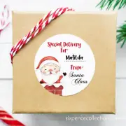 Santa Personalised Sticker Labels, From Santa Stickers, Santa Christmas Present