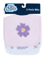 [Big Softies] Applique And Printed Bibs 3 Pack in Pink