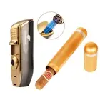 Windproof Cigar Lighter 3 Jet Flame Torch Butane Punch Metal Cigar Tube Humidor