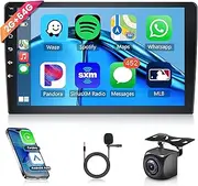 2G 64G Android 13 Double Din Car Stereo Wireless CarPlay, 9 inch Touchscreen Android Auto GPS Navigation Mirror Link Bluetooth FM/RDS Radio 2 Din WiFi USB + Backup Camera