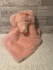 Parents Choice Pink Elephant w/ Satin Flower backer Baby Blanket Lovey Plush Toy