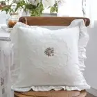 Soft White Cotton Pillow Case Embroidered Cushion Cover Cushions