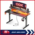 ODK Gaming Computer Desk with LED Lights & Power Outlets | FREE Shipping