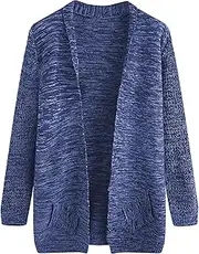 [Generic] Men Long Open Front Cardigan Sweater Shawl Collar Sweater with Pockets Shawl Collar Open Front Knit Sweater, Blue, X-Large